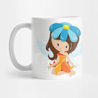 Cute Fairy, Magic Fairy, Brown Hair, Flowers Mug